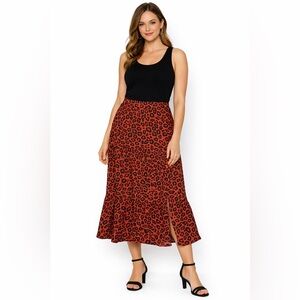 NINE WEST WOMEN’S 
LEOPARD PRINT SLIT MAXI SKIRT PULL ON SIZE MED.